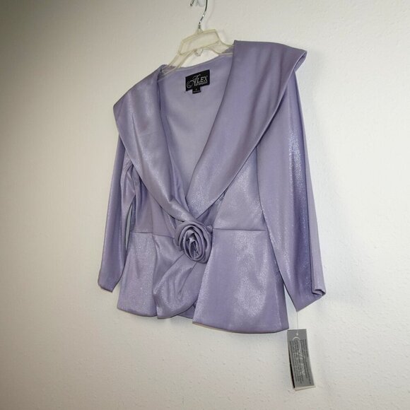 Alex Evenings Floral Trim Blouse Women's Size S Purple 3/4 Sleeve Wedding Guest - Picture 6 of 10